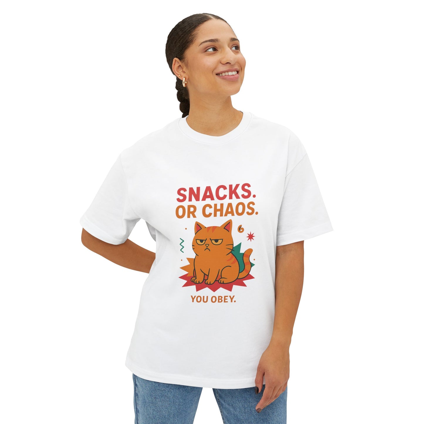 Cats Behavior Collection Oversized Tee: Snack Or Chaos
