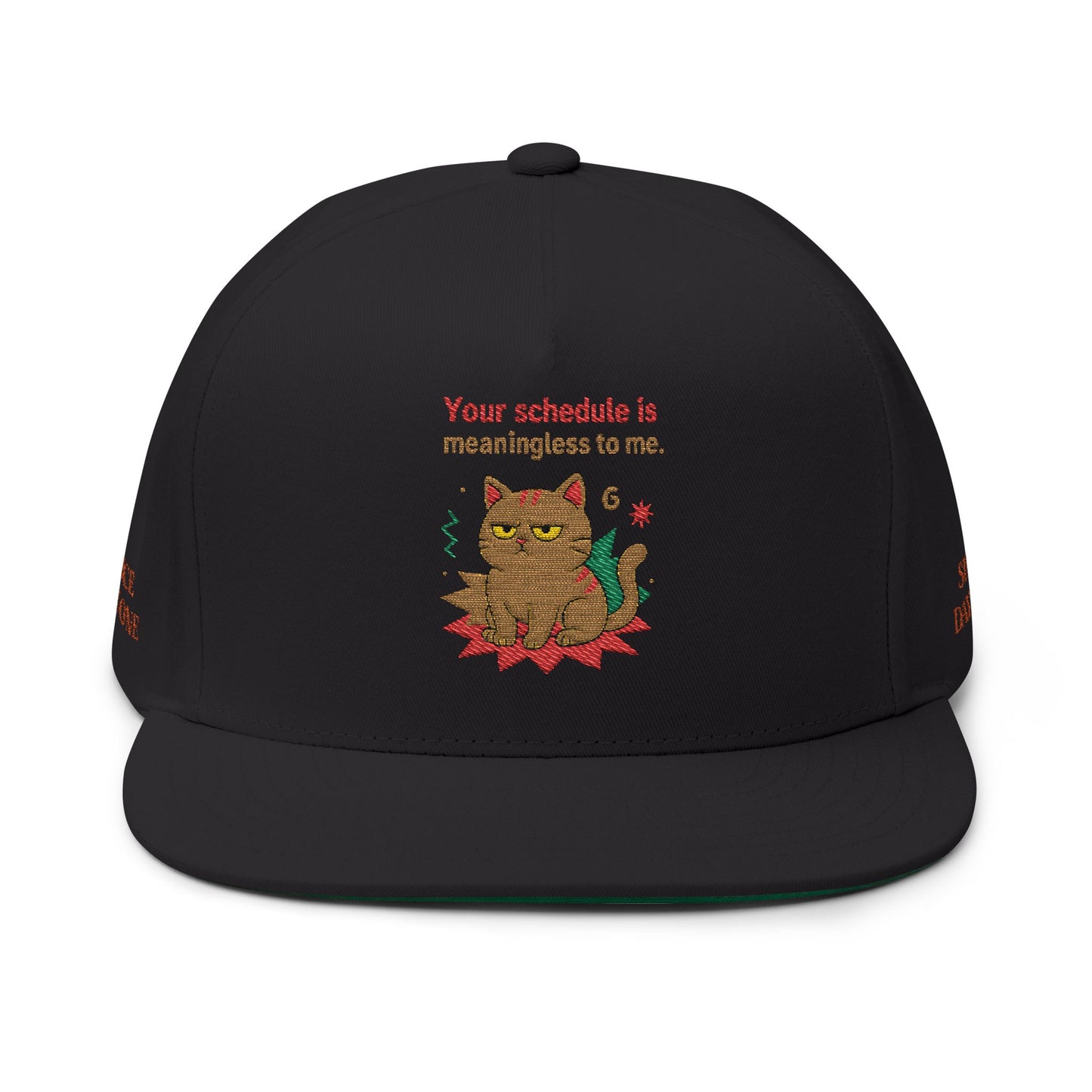 Embroidered Flat Cap Cat Behavior Collection - Your Schedule Is Meaningless To Me