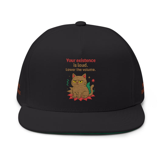 Embroidered Flat Cap Cat Behavior Collection - Your Existence Is Loud Lower The Volume