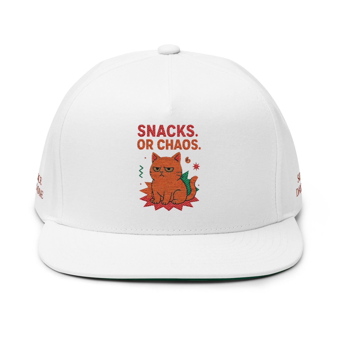 Embroidered Flat Cap Cat Behavior Collection - Snack Or Chaos