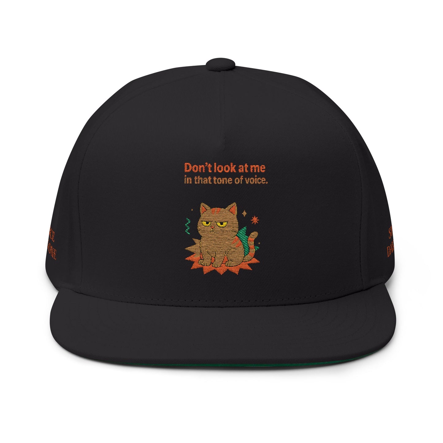 Embroidered Flat Cap Cat Behavior Collection - Don't Look At Me In That Tone Of Voice