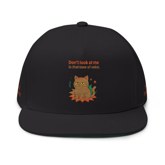 Embroidered Flat Cap Cat Behavior Collection - Don't Look At Me In That Tone Of Voice